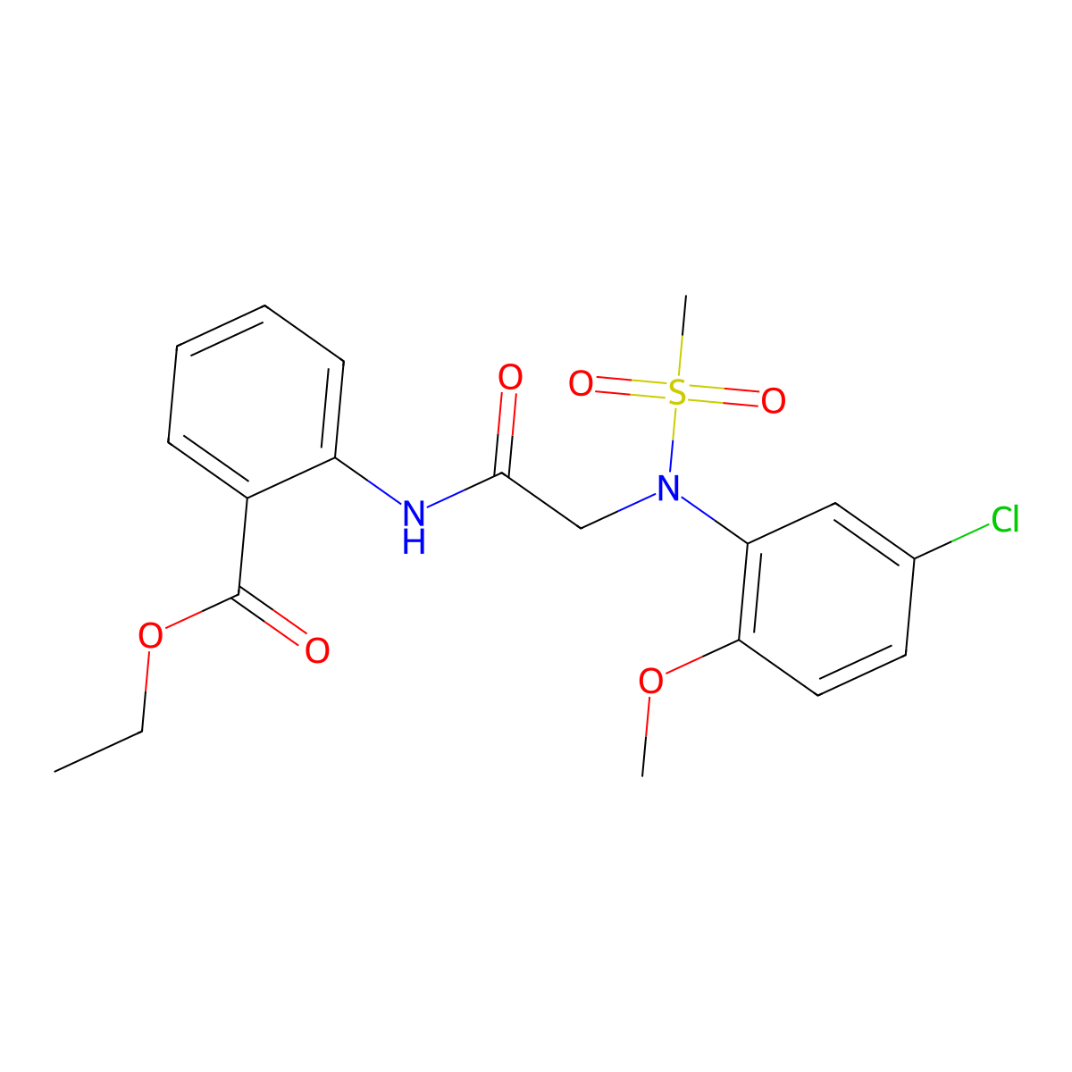 ethyl 2-{[N-(5-chloro-2-methoxyphenyl)-N-(methylsulfonyl)glycyl]amino}benzoate molecular structure, CAS 333319-97-4