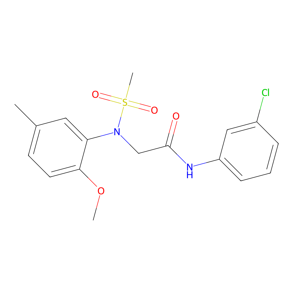 N-(3-chlorophenyl)-2-(2-methoxy-5-methyl-N-methylsulfonylanilino)acetamide molecular structure, CAS 333320-15-3