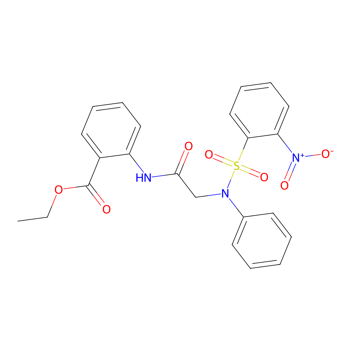 Ethyl 2-({[({2-nitrophenyl}sulfonyl)anilino]acetyl}amino)benzoate molecular structure, CAS 333320-16-4