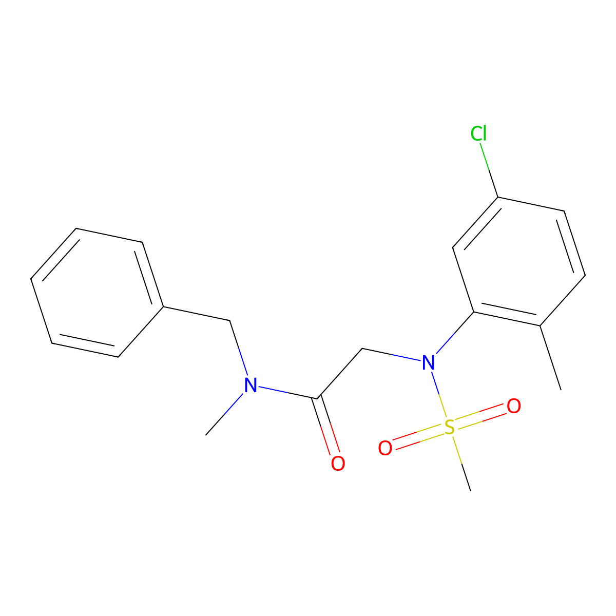 N-benzyl-2-(5-chloro-2-methyl-N-methylsulfonylanilino)-N-methylacetamide molecular structure, CAS 333320-23-3