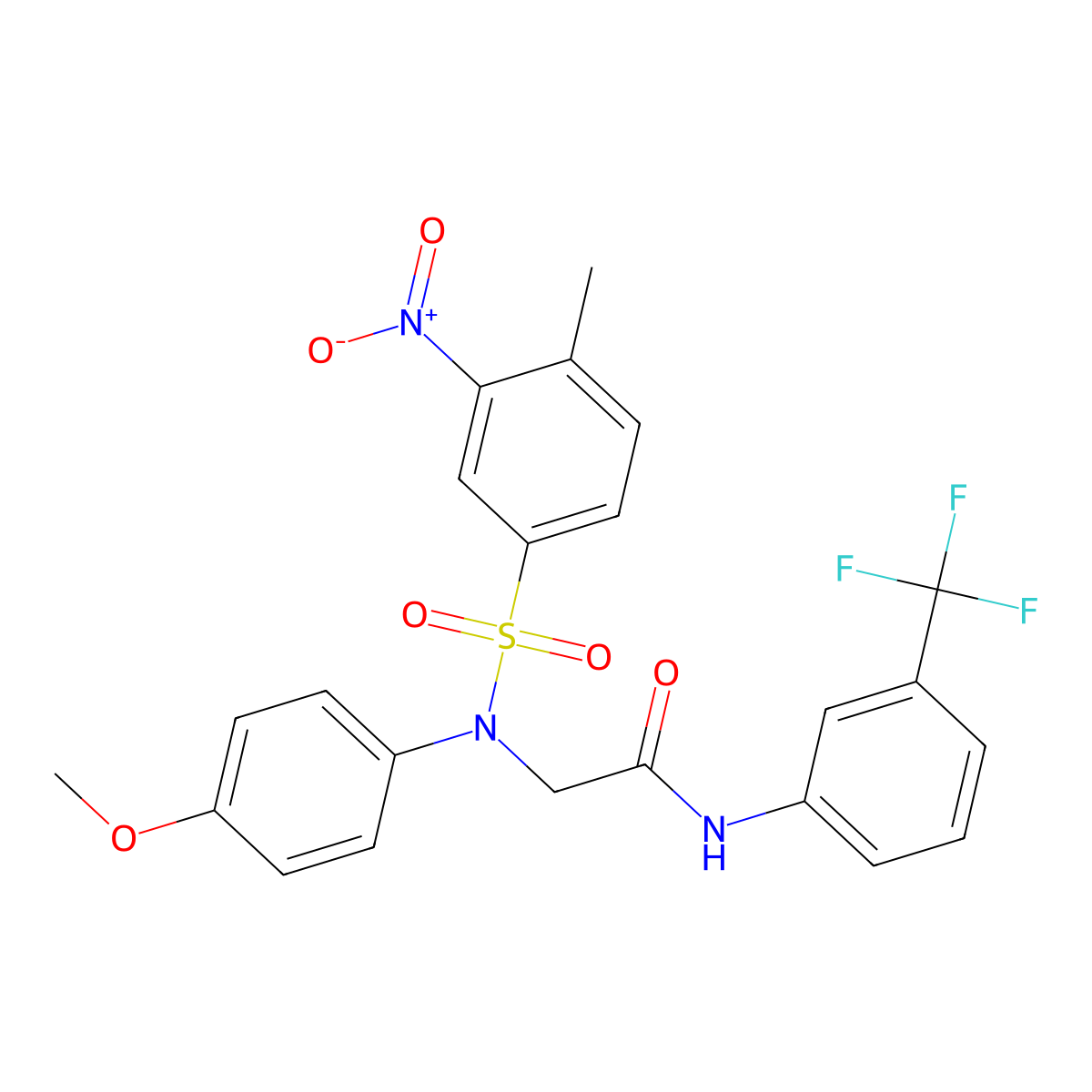2-(4-methoxy-N-(4-methyl-3-nitrophenyl)sulfonylanilino)-N-[3-(trifluoromethyl)phenyl]acetamide molecular structure, CAS 333320-46-0
