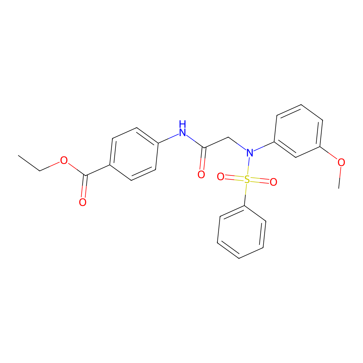 Ethyl 4-({[3-methoxy(phenylsulfonyl)anilino]acetyl}amino)benzoate molecular structure, CAS 333320-47-1