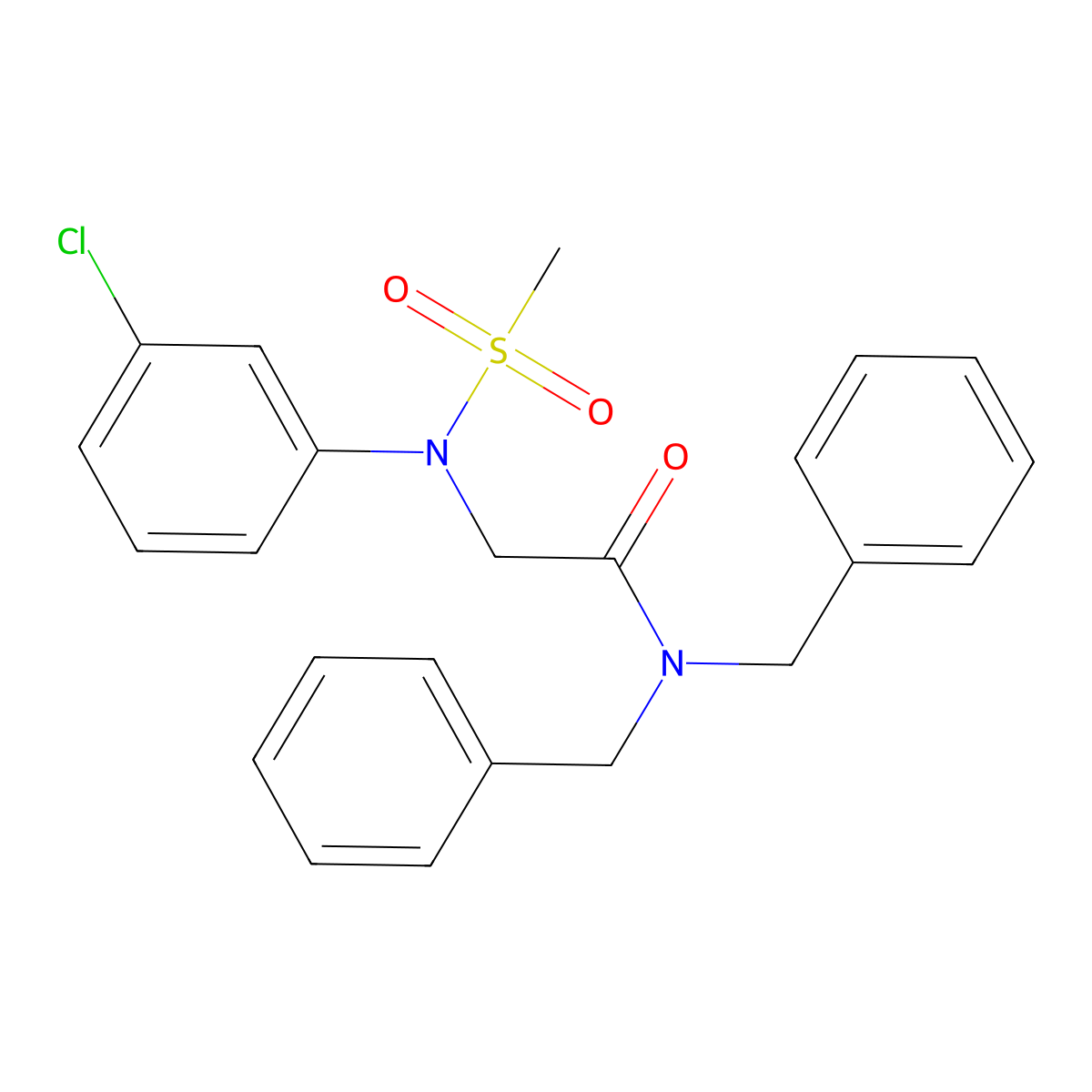 N,N-dibenzyl-2-(3-chloro-N-methylsulfonylanilino)acetamide molecular structure, CAS 333320-53-9