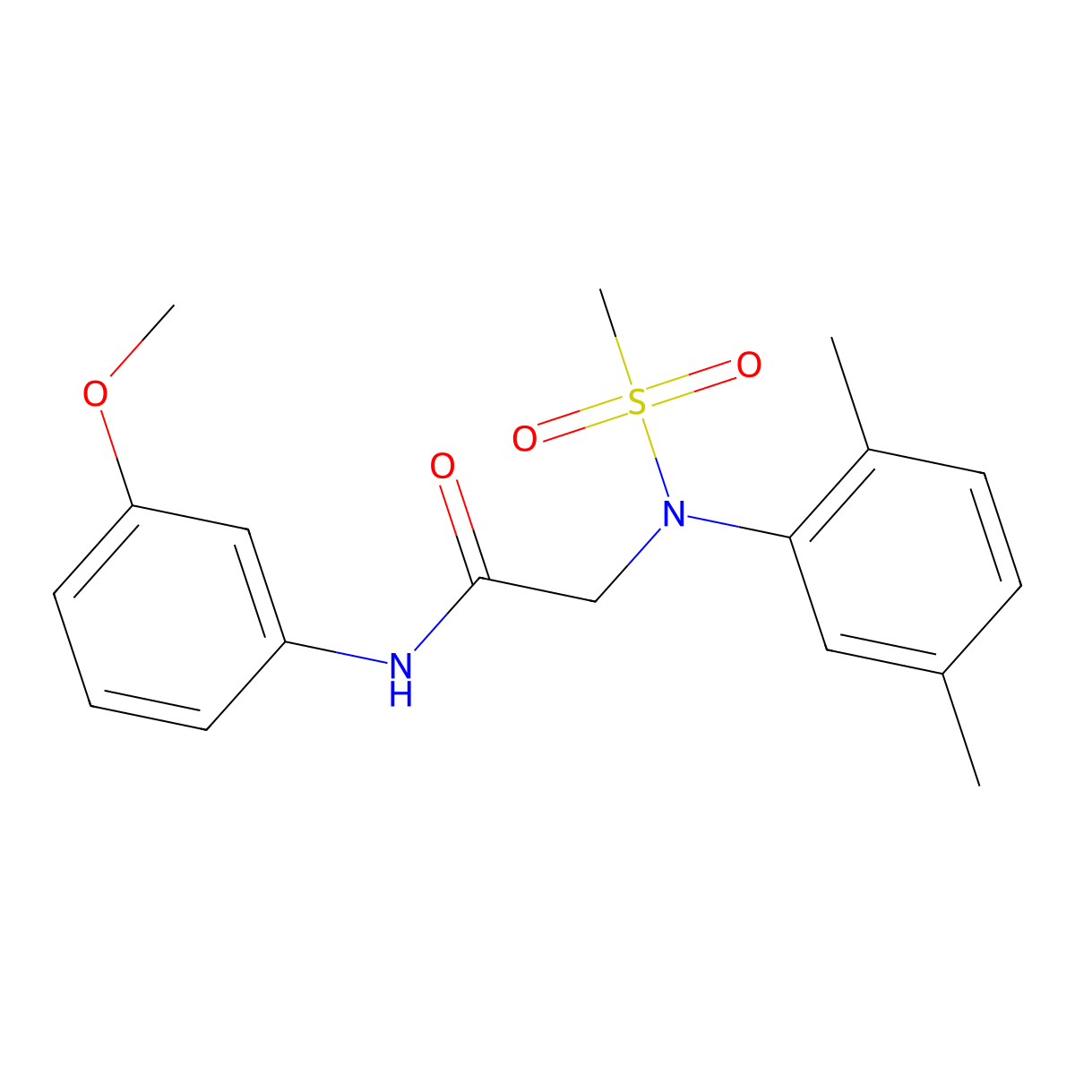 2-(2,5-dimethyl-N-methylsulfonylanilino)-N-(3-methoxyphenyl)acetamide molecular structure, CAS 333320-88-0