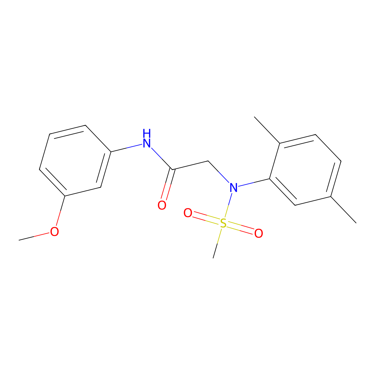 2-(2,5-dimethyl-N-methylsulfonylanilino)-N-(3-methoxyphenyl)acetamide molecular structure, CAS 333320-88-0