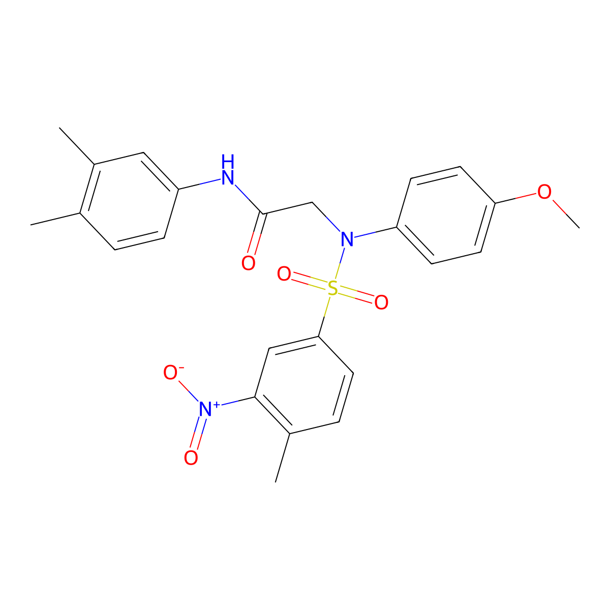 N-(3,4-dimethylphenyl)-2-(4-methoxy-N-(4-methyl-3-nitrophenyl)sulfonylanilino)acetamide molecular structure, CAS 333320-96-0
