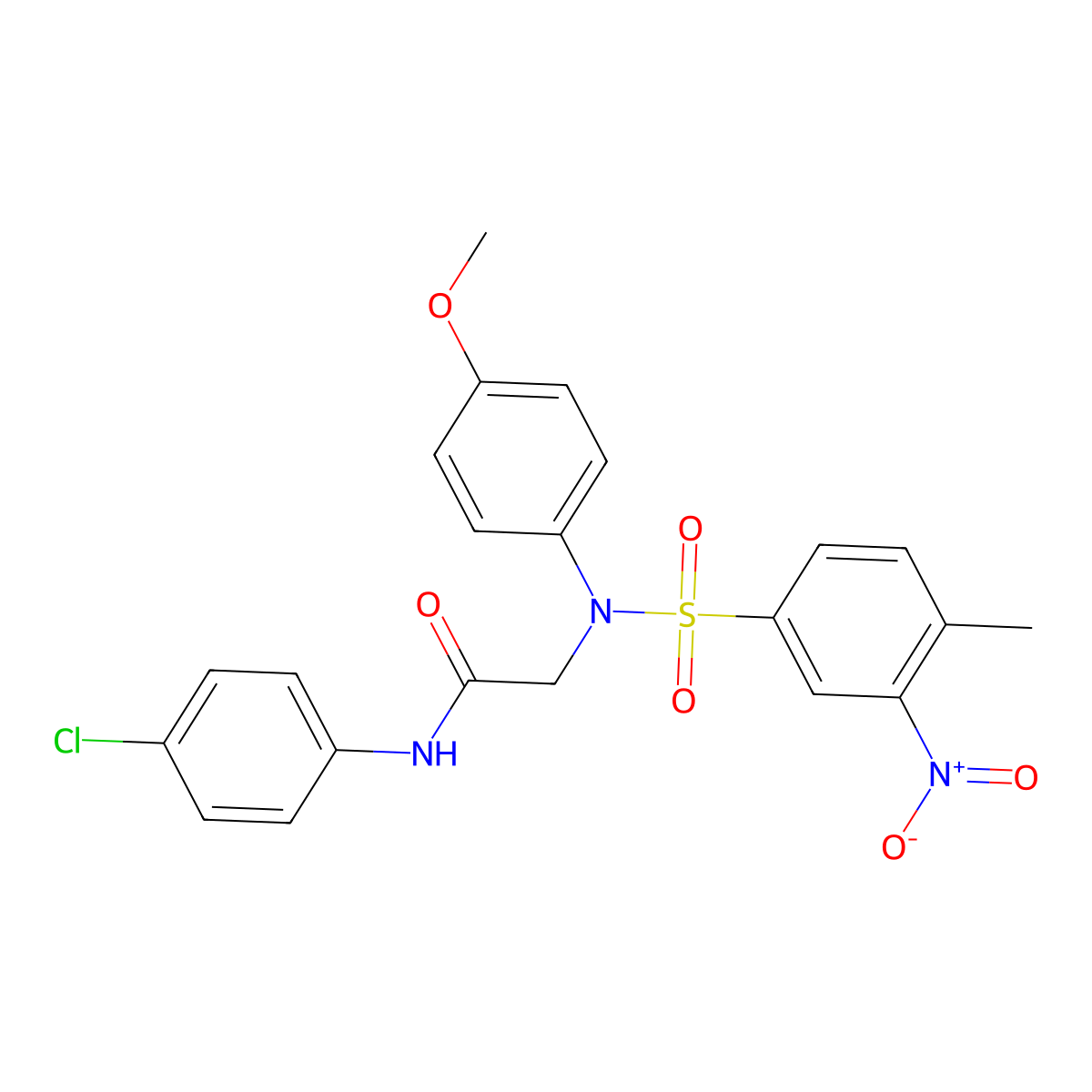N-(4-chlorophenyl)-2-(4-methoxy-N-(4-methyl-3-nitrophenyl)sulfonylanilino)acetamide molecular structure, CAS 333321-25-8