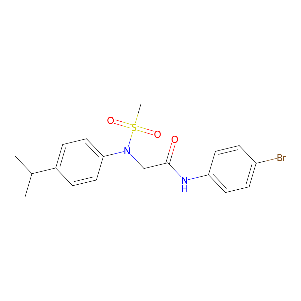 N-(4-bromophenyl)-2-[4-isopropyl(methylsulfonyl)anilino]acetamide molecular structure, CAS 333321-70-3