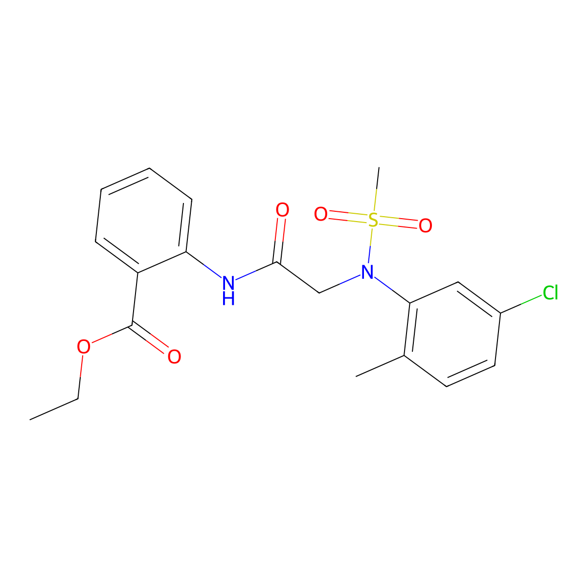 Ethyl 2-({[5-chloro-2-methyl(methylsulfonyl)anilino]acetyl}amino)benzoate molecular structure, CAS 333322-02-4