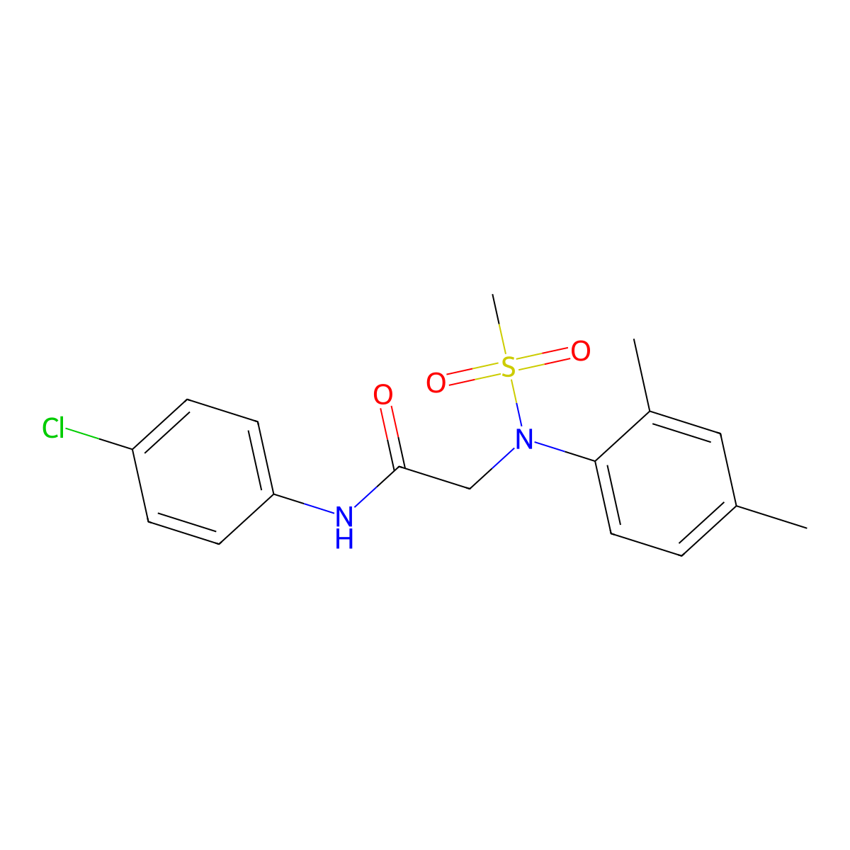 N-(4-chlorophenyl)-2-[2,4-dimethyl(methylsulfonyl)anilino]acetamide molecular structure, CAS 333322-14-8