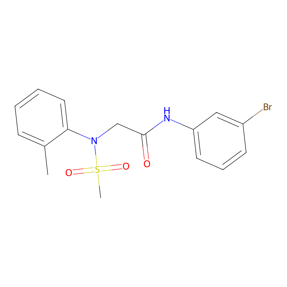 N-(3-bromophenyl)-2-(2-methyl-N-methylsulfonylanilino)acetamide molecular structure, CAS 333322-21-7