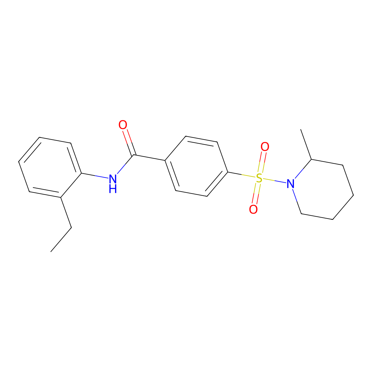 N-(2-ethylphenyl)-4-(2-methylpiperidin-1-yl)sulfonylbenzamide molecular structure, CAS 333322-25-1