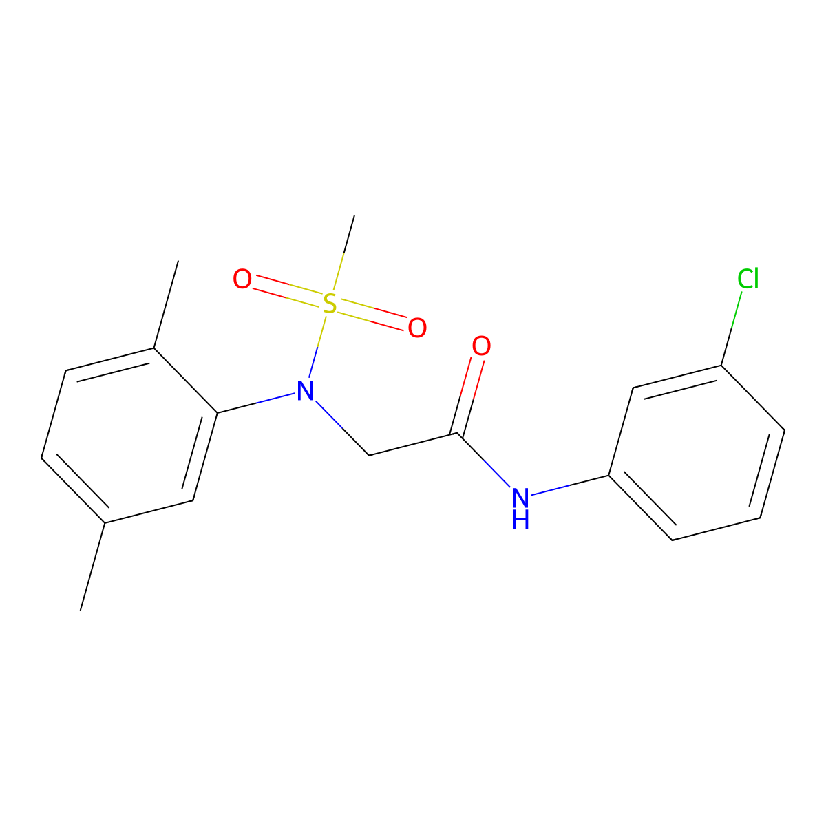N-(3-chlorophenyl)-2-[2,5-dimethyl(methylsulfonyl)anilino]acetamide molecular structure, CAS 333322-39-7