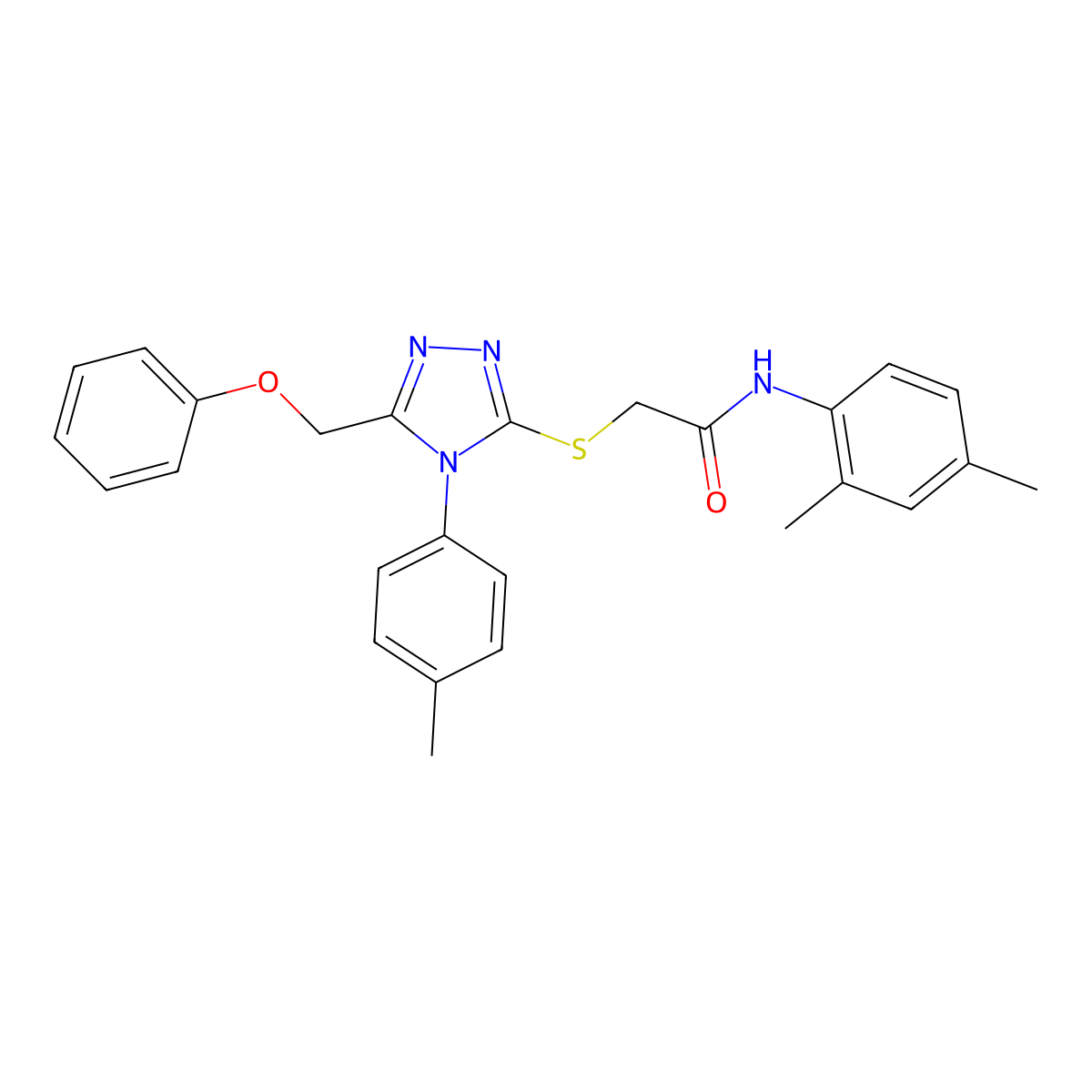 N-(2,4-dimethylphenyl)-2-[[4-(4-methylphenyl)-5-(phenoxymethyl)-1,2,4-triazol-3-yl]sulfanyl]acetamide molecular structure, CAS 333322-65-9
