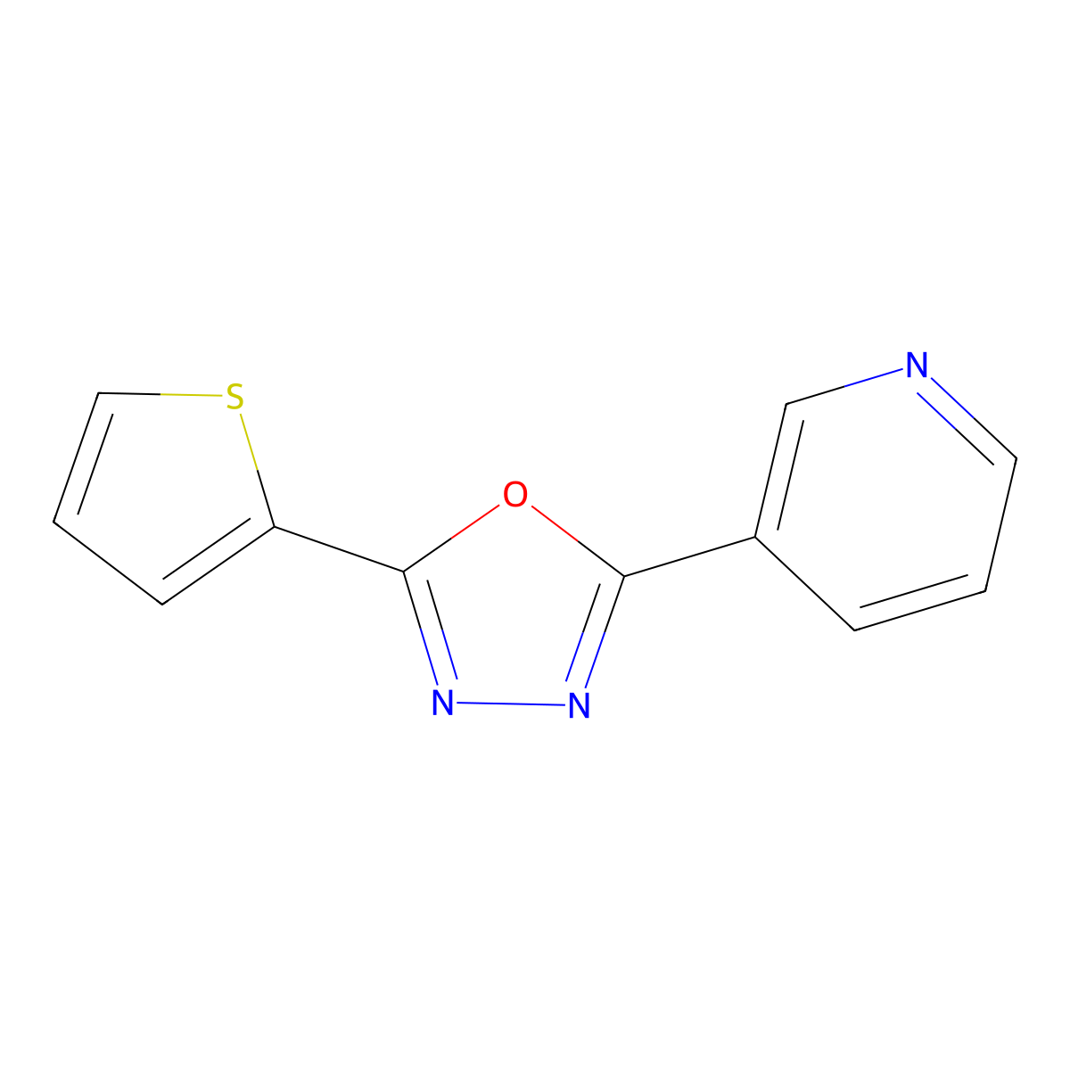 3-(5-Thiophen-2-yl-[1,3,4]oxadiazol-2-yl)-pyridine molecular structure, CAS 333322-76-2