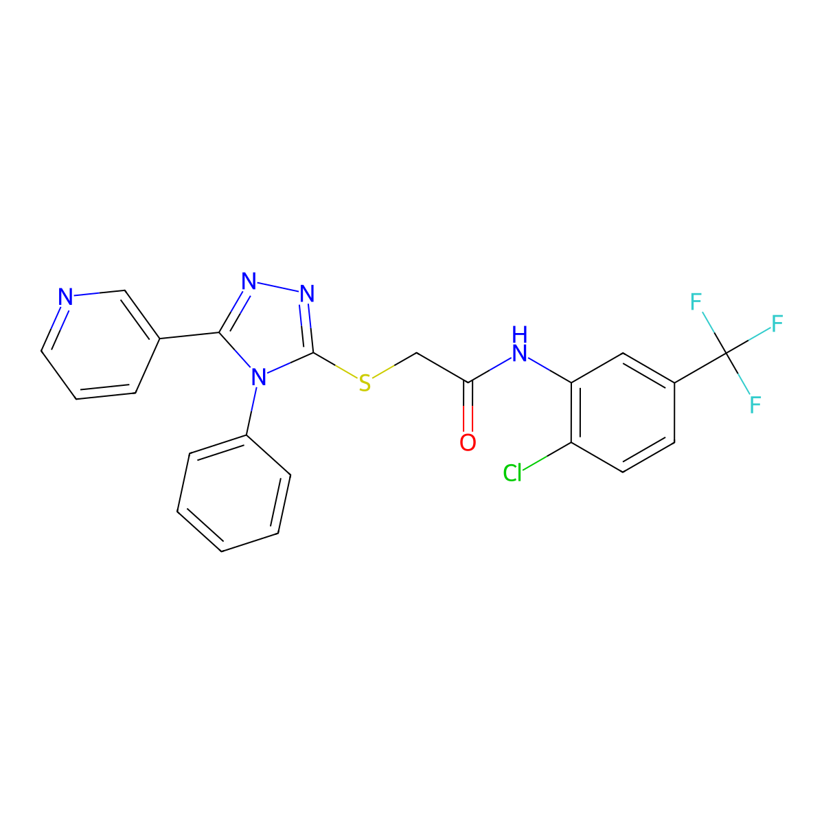N-[2-chloro-5-(trifluoromethyl)phenyl]-2-[(4-phenyl-5-pyridin-3-yl-1,2,4-triazol-3-yl)sulfanyl]acetamide molecular structure, CAS 333324-25-7