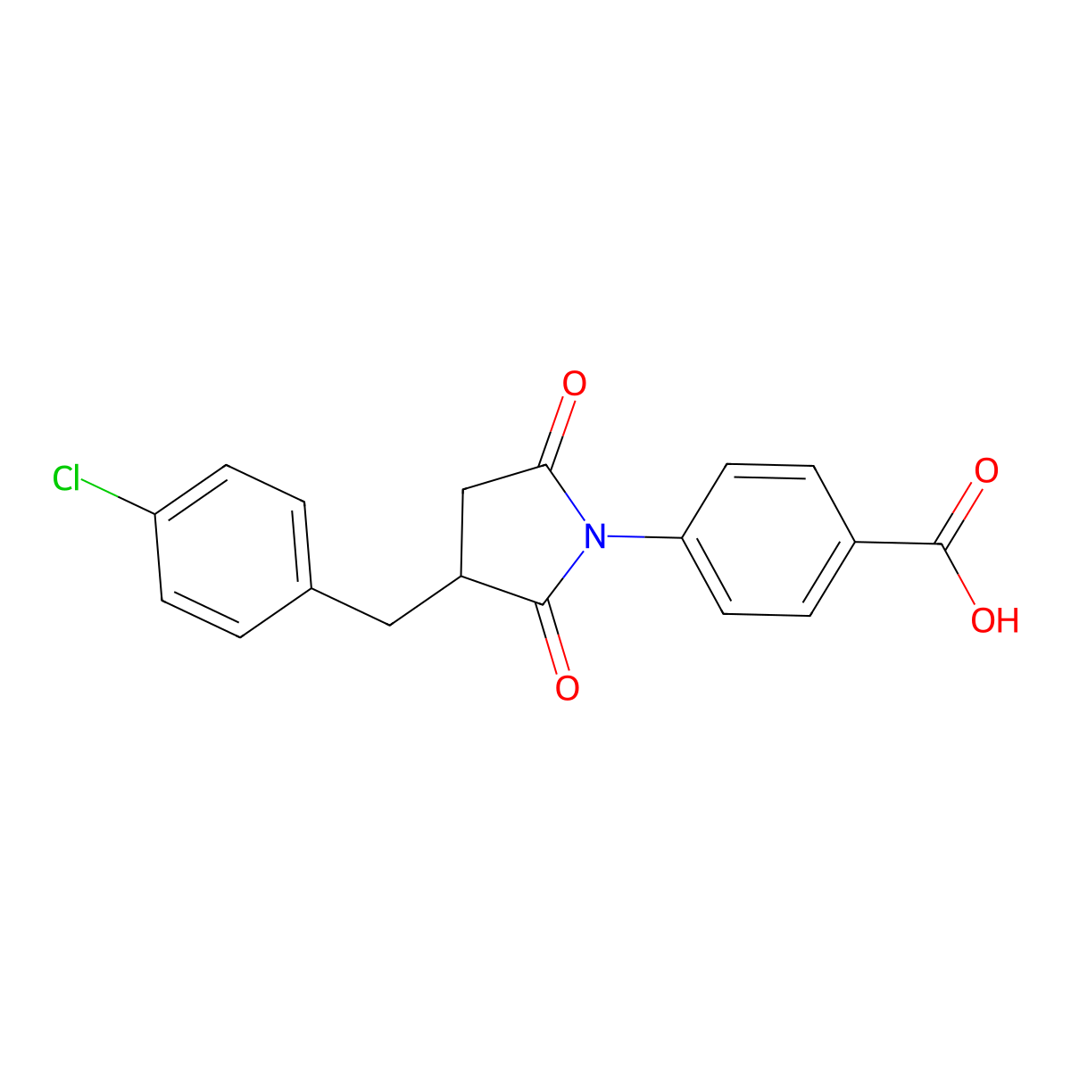 4-{3-[(4-Chlorophenyl)methyl]-2,5-dioxopyrrolidin-1-yl}benzoic acid molecular structure, CAS 333324-60-0