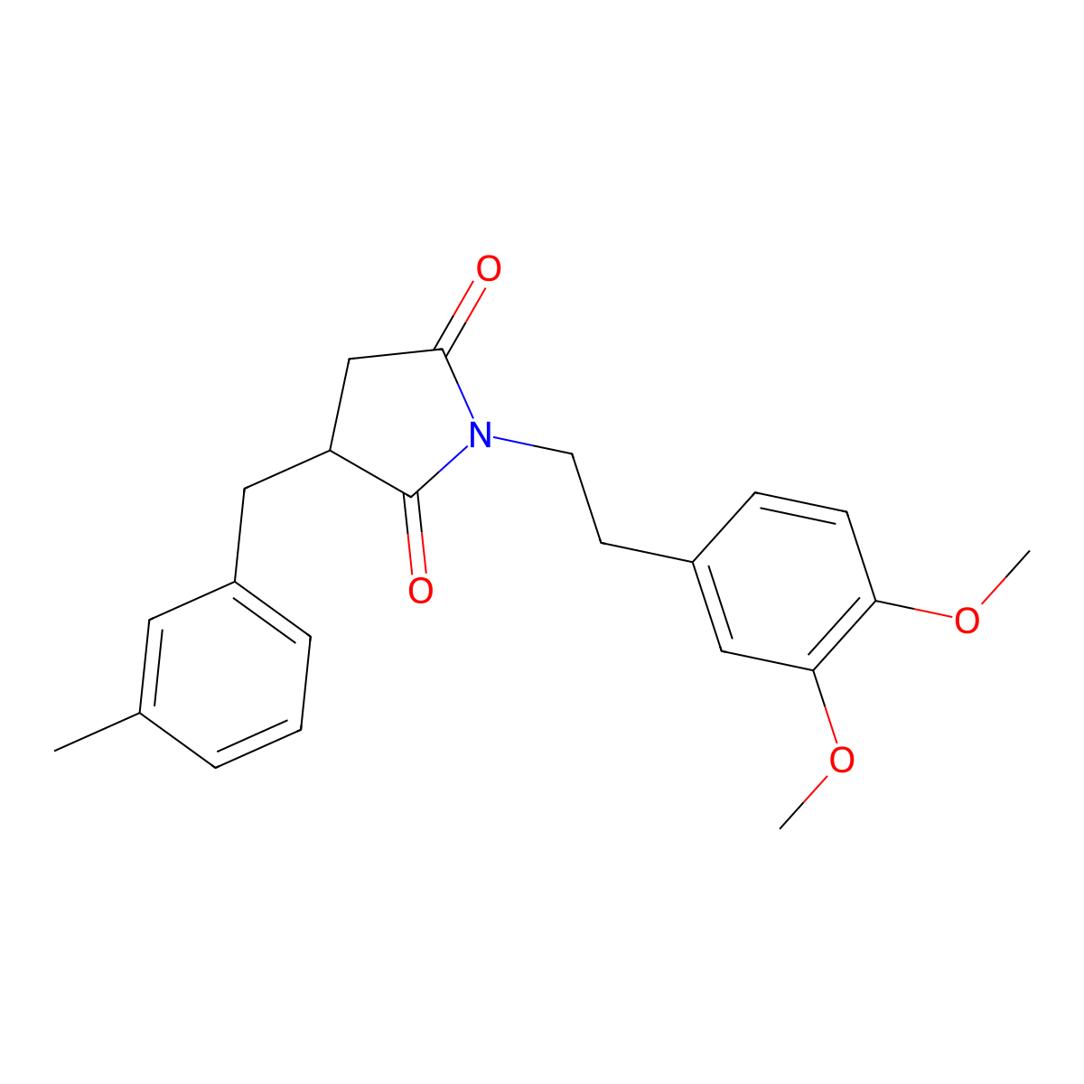 1-[2-(3,4-Dimethoxyphenyl)ethyl]-3-[(3-methylphenyl)methyl]pyrrolidine-2,5-dione molecular structure, CAS 333324-70-2