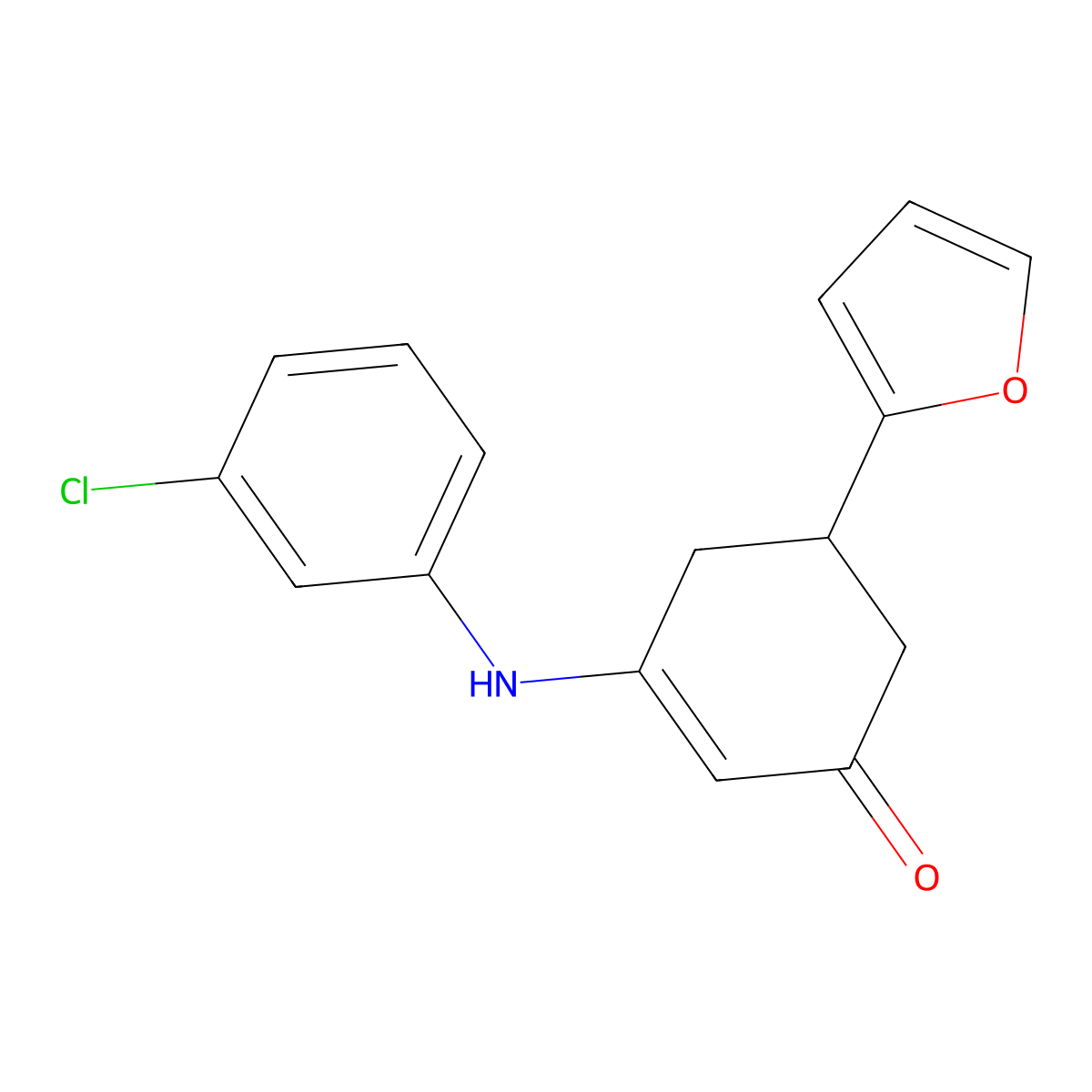 3-(3-Chloro-phenylamino)-5-furan-2-yl-cyclohex-2-enone molecular structure, CAS 333325-98-7