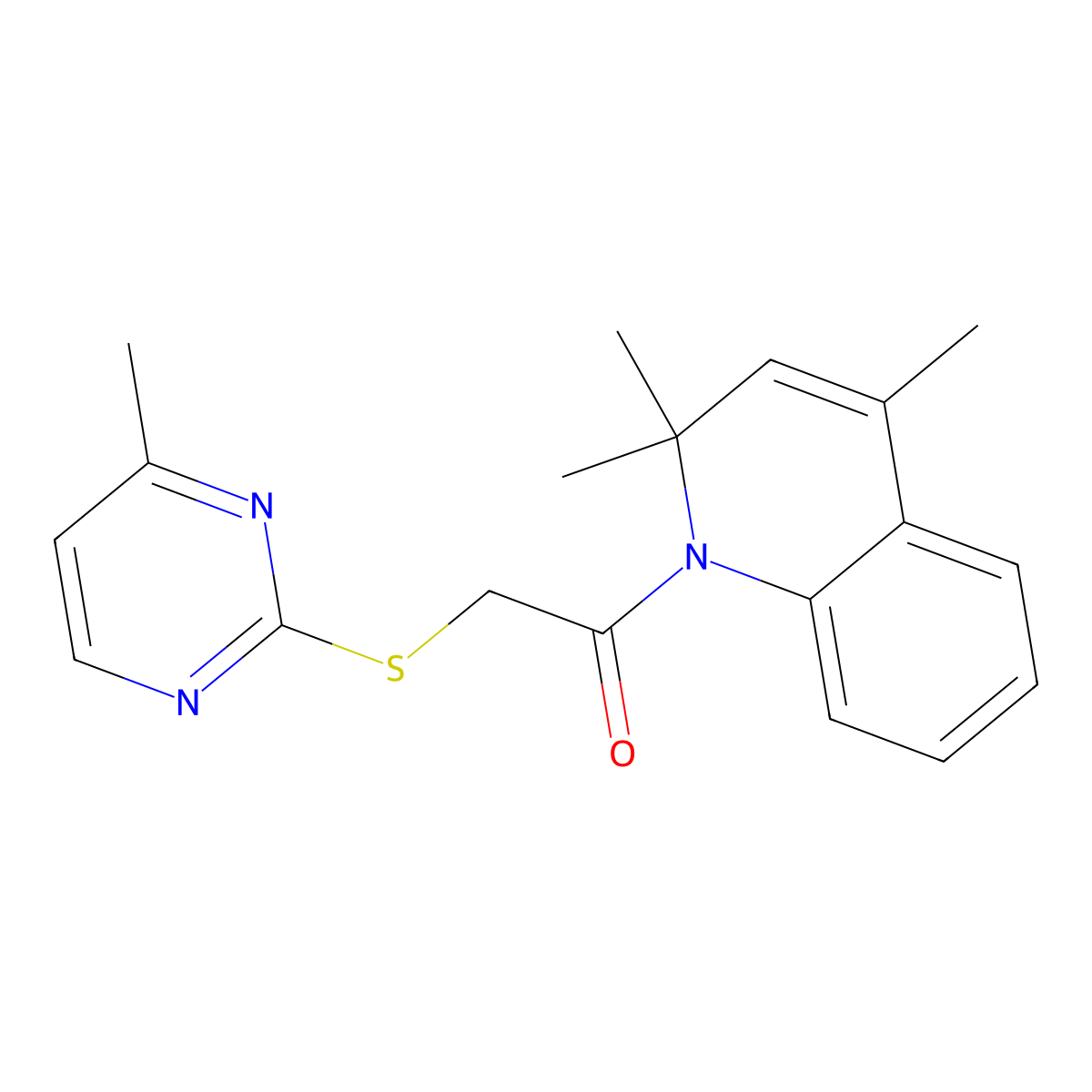 2-(4-Methylpyrimidin-2-yl)sulfanyl-1-(2,2,4-trimethylquinolin-1-yl)ethanone molecular structure, CAS 333326-13-9