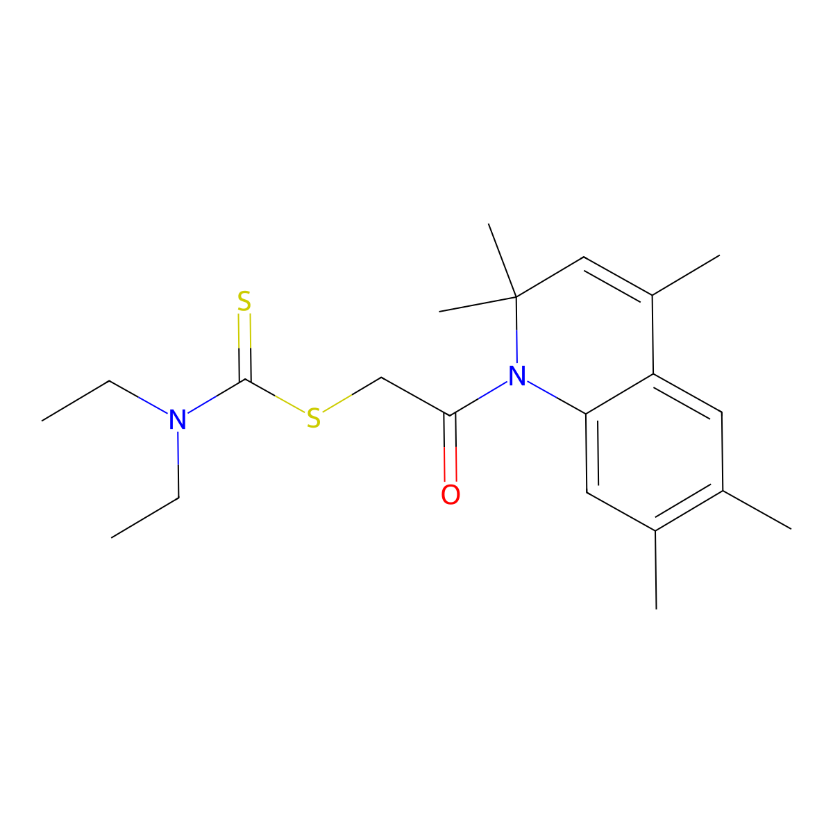 2-oxo-2-(2,2,4,6,7-pentamethylquinolin-1(2H)-yl)ethyl diethylcarbamodithioate molecular structure, CAS 333326-17-3