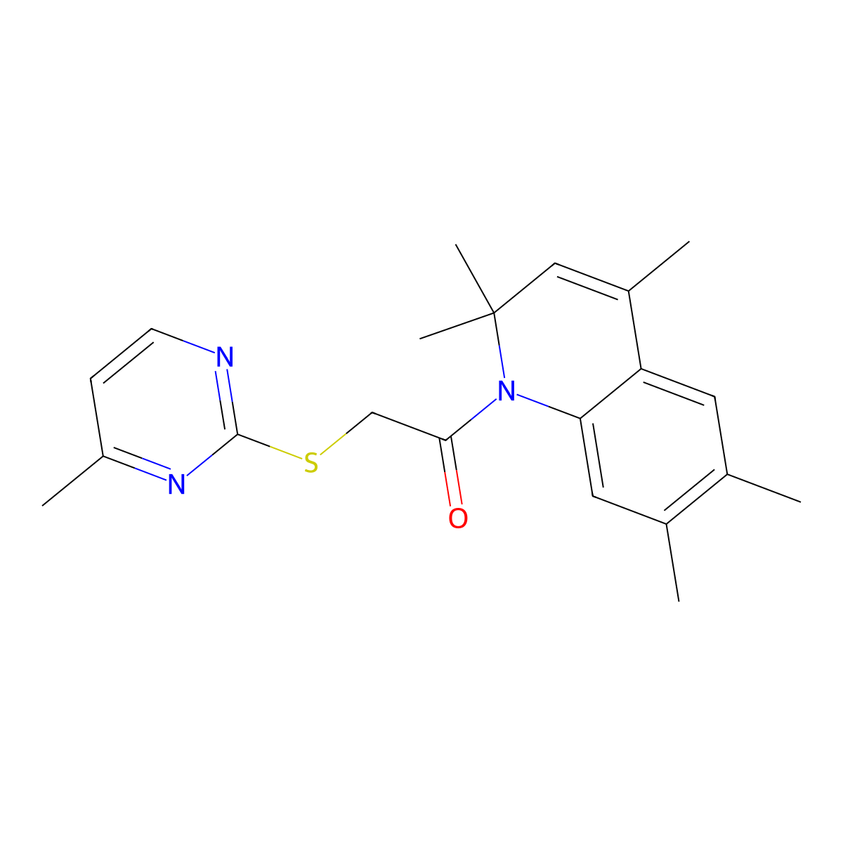2-(4-Methylpyrimidin-2-yl)sulfanyl-1-(2,2,4,6,7-pentamethylquinolin-1-yl)ethanone molecular structure, CAS 333326-19-5
