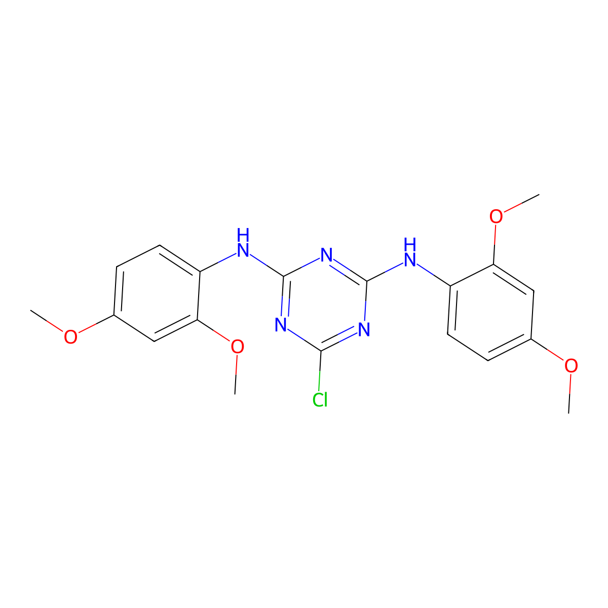 6-chloro-N,N'-bis(2,4-dimethoxyphenyl)-1,3,5-triazine-2,4-diamine molecular structure, CAS 333326-28-6