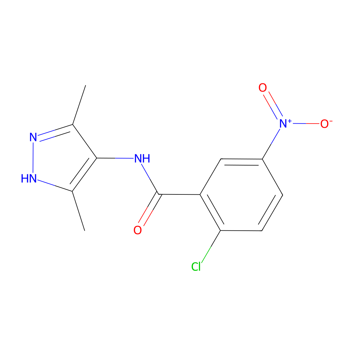 2-chloro-N-(3,5-dimethyl-1H-pyrazol-4-yl)-5-nitrobenzamide molecular structure, CAS 333327-51-8