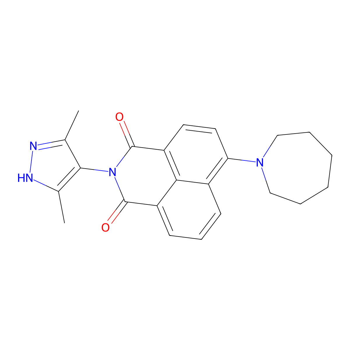 6-(azepan-1-yl)-2-(3,5-dimethyl-1H-pyrazol-4-yl)benzo[de]isoquinoline-1,3-dione molecular structure, CAS 333327-52-9