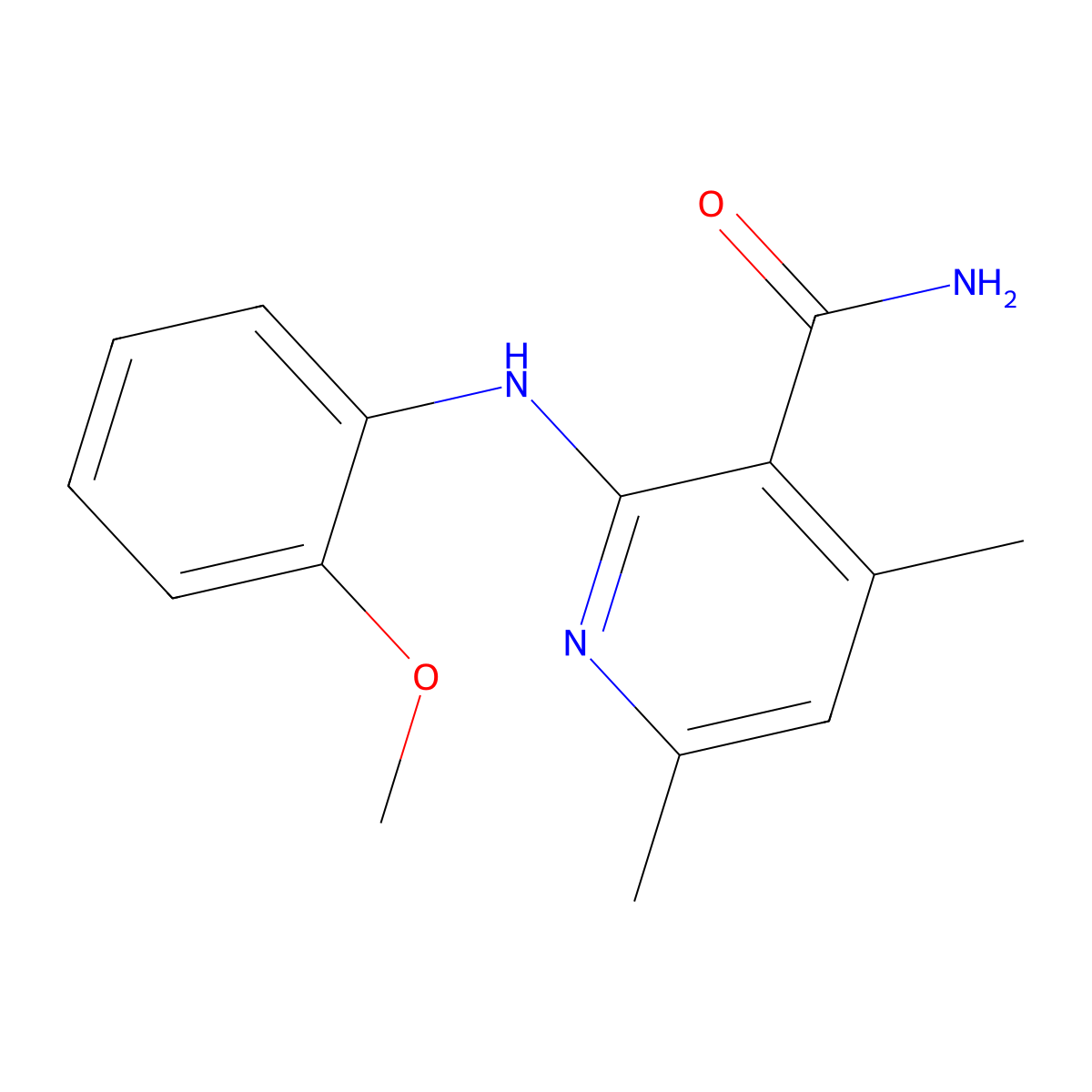 2-(2-Methoxyanilino)-4,6-dimethylpyridine-3-carboxamide molecular structure, CAS 333327-53-0