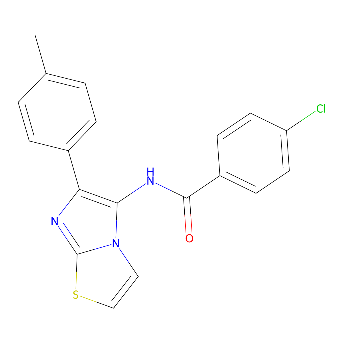 4-chloro-N-[6-(4-methylphenyl)imidazo[2,1-b][1,3]thiazol-5-yl]benzamide molecular structure, CAS 333327-62-1
