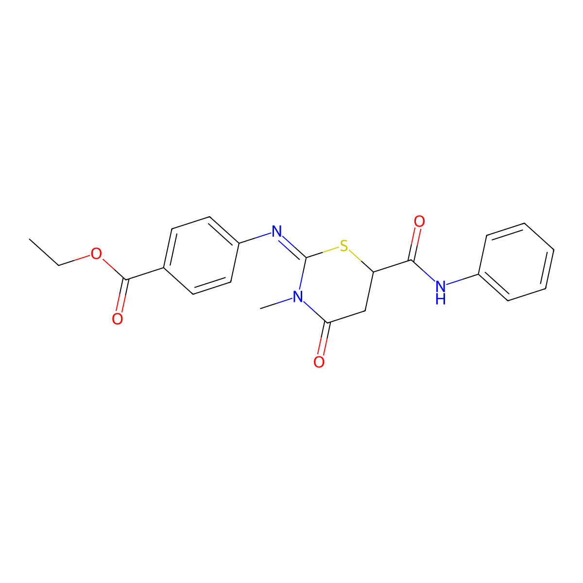 ethyl 4-{[(2Z)-3-methyl-4-oxo-6-(phenylcarbamoyl)-1,3-thiazinan-2-ylidene]amino}benzoate molecular structure, CAS 333327-71-2