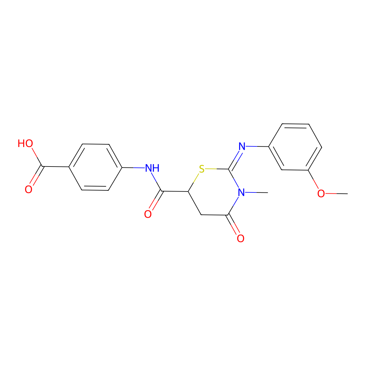 4-[({(2Z)-2-[(3-methoxyphenyl)imino]-3-methyl-4-oxo-1,3-thiazinan-6-yl}carbonyl)amino]benzoic acid molecular structure, CAS 333327-78-9