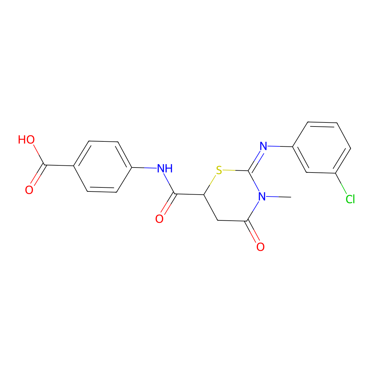 4-[({2-[(3-Chlorophenyl)imino]-3-methyl-4-oxo-1,3-thiazinan-6-yl}carbonyl)amino]benzoic acid molecular structure, CAS 333327-79-0