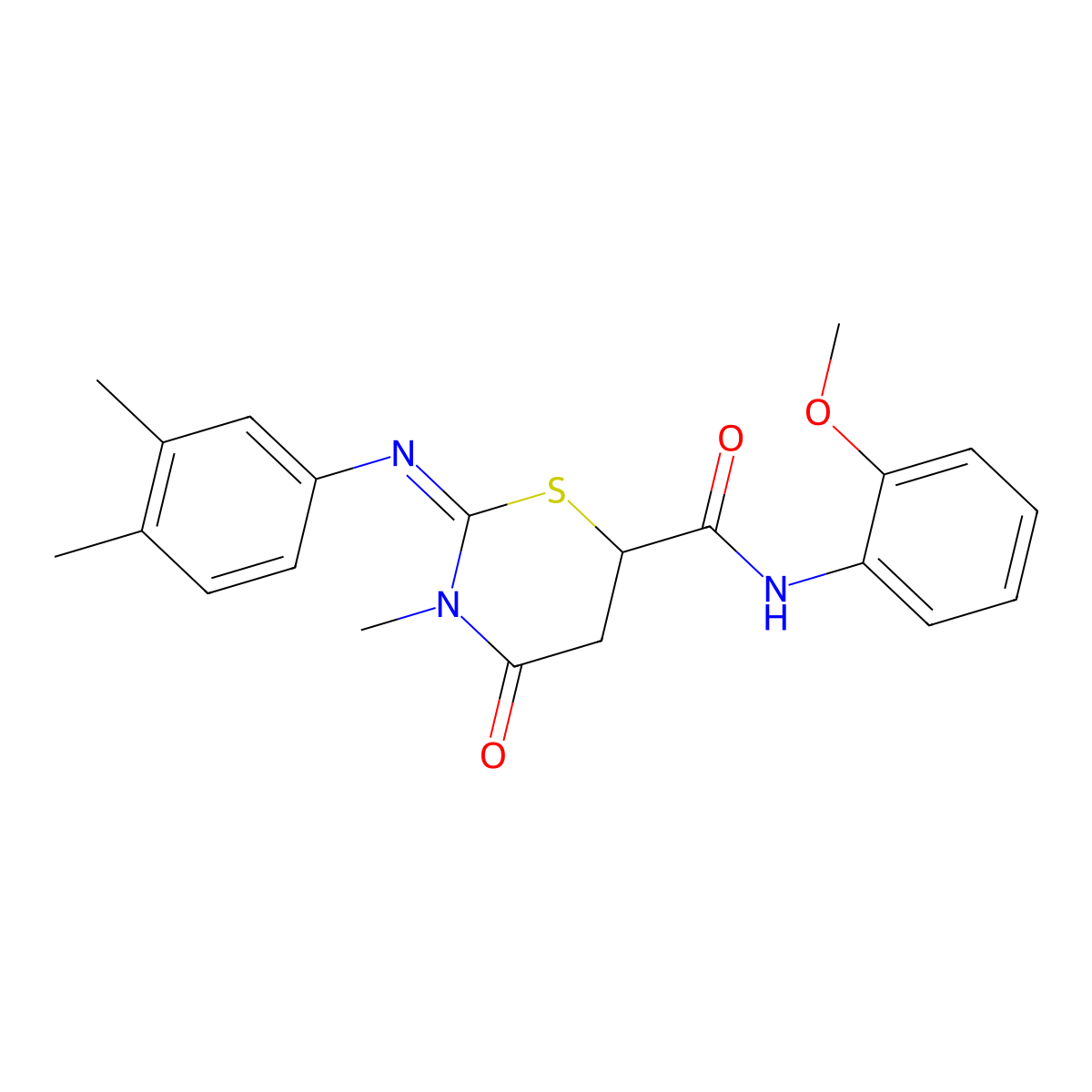 (2Z)-2-[(3,4-dimethylphenyl)imino]-N-(2-methoxyphenyl)-3-methyl-4-oxo-1,3-thiazinane-6-carboxamide molecular structure, CAS 333328-02-2