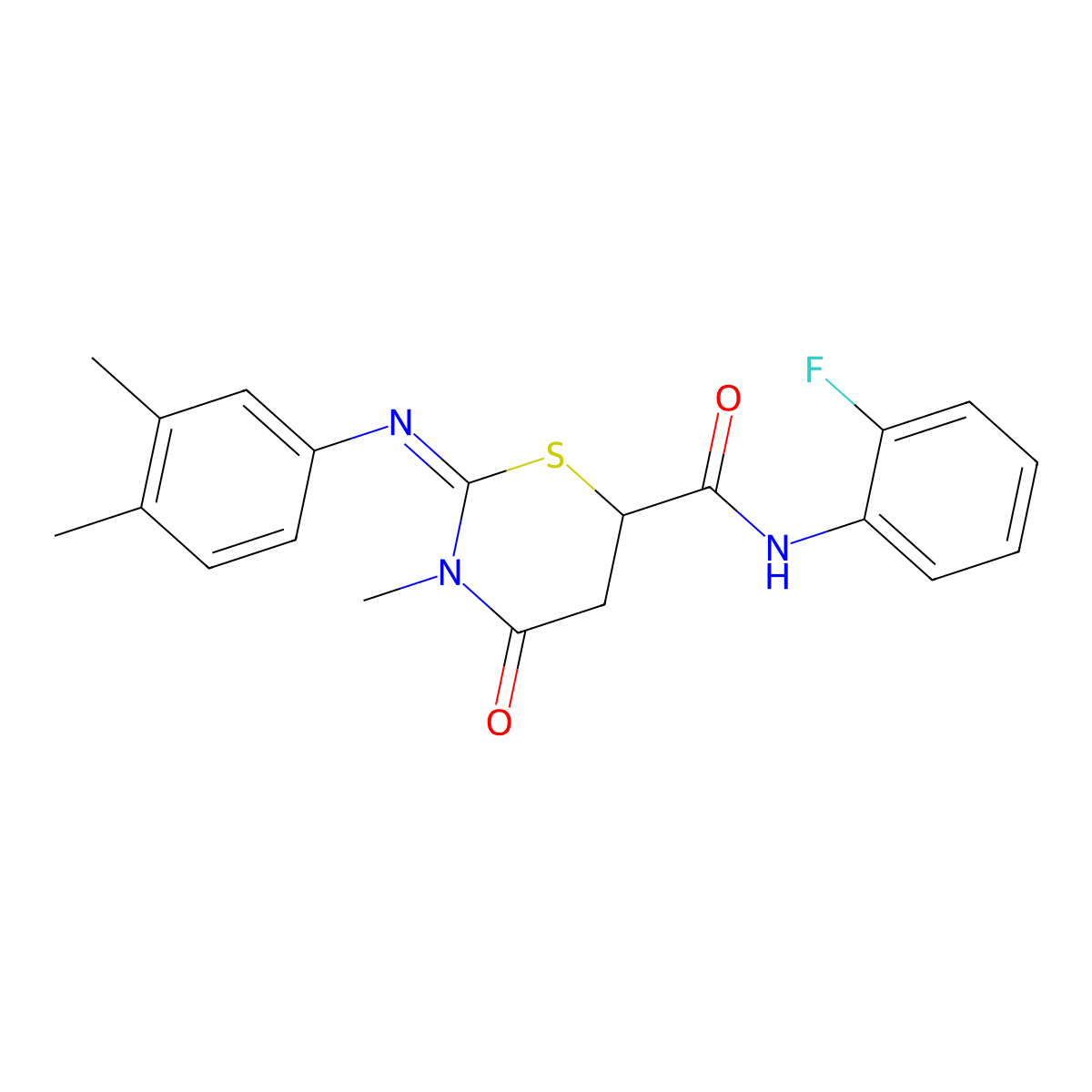2-[(3,4-dimethylphenyl)imino]-N-(2-fluorophenyl)-3-methyl-4-oxo-1,3-thiazinane-6-carboxamide molecular structure, CAS 333328-16-8