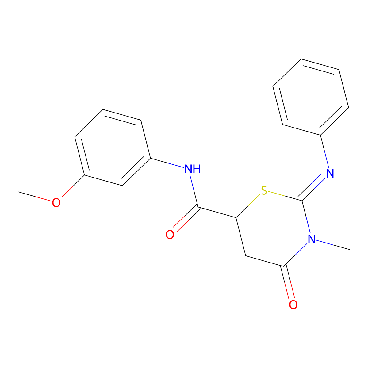 (2Z)-N-(3-methoxyphenyl)-3-methyl-4-oxo-2-(phenylimino)-1,3-thiazinane-6-carboxamide molecular structure, CAS 333328-26-0