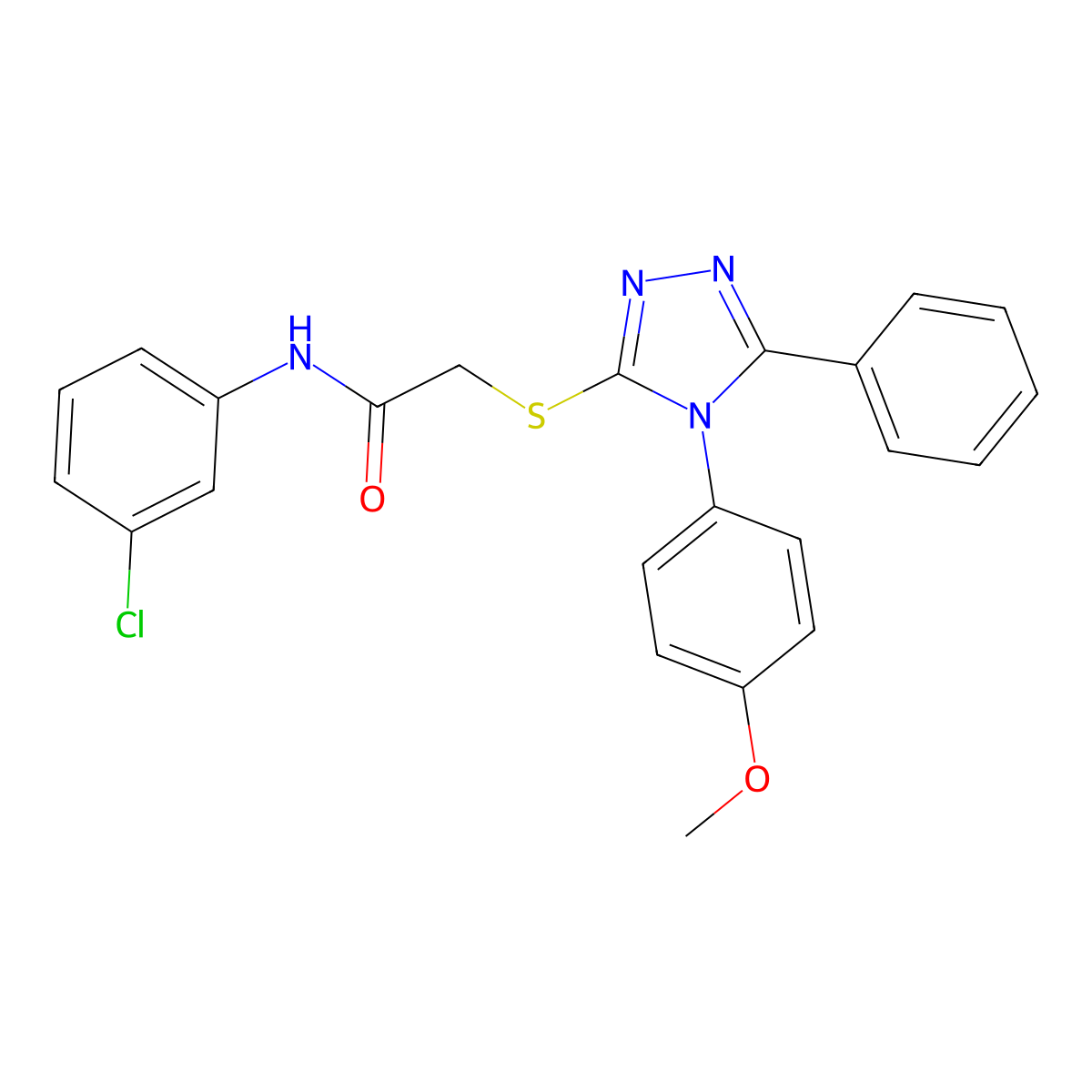 N-(3-chlorophenyl)-2-[[4-(4-methoxyphenyl)-5-phenyl-1,2,4-triazol-3-yl]sulfanyl]acetamide molecular structure, CAS 333328-62-4
