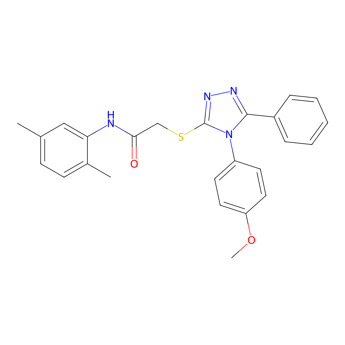 N-(2,5-Dimethylphenyl)-2-((4-(4-methoxyphenyl)-5-phenyl-4H-1,2,4-triazol-3-yl)thio)acetamide molecular structure, CAS 333328-64-6