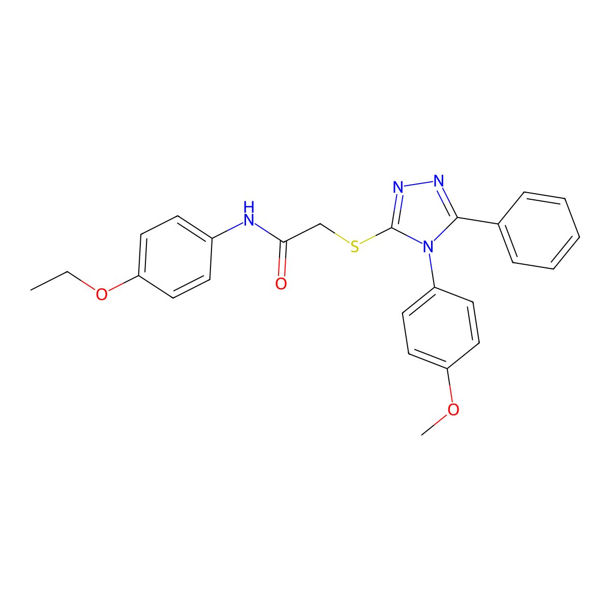 N-(4-ethoxyphenyl)-2-{[4-(4-methoxyphenyl)-5-phenyl-4H-1,2,4-triazol-3-yl]sulfanyl}acetamide molecular structure, CAS 333328-67-9