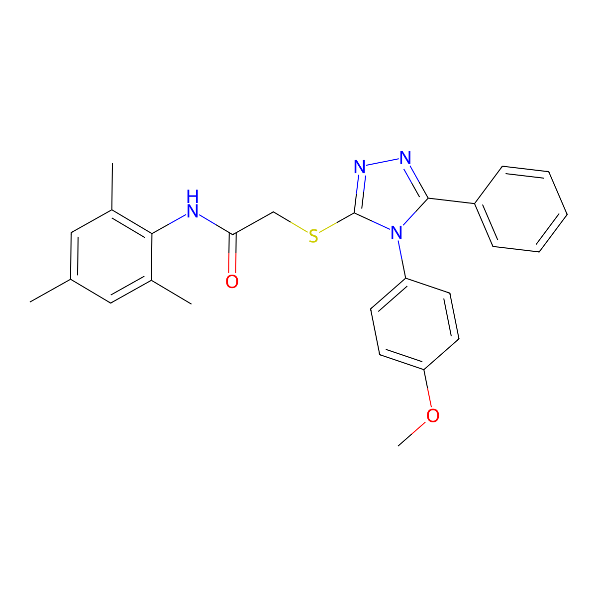 2-[[4-(4-methoxyphenyl)-5-phenyl-1,2,4-triazol-3-yl]sulfanyl]-N-(2,4,6-trimethylphenyl)acetamide molecular structure, CAS 333328-71-5