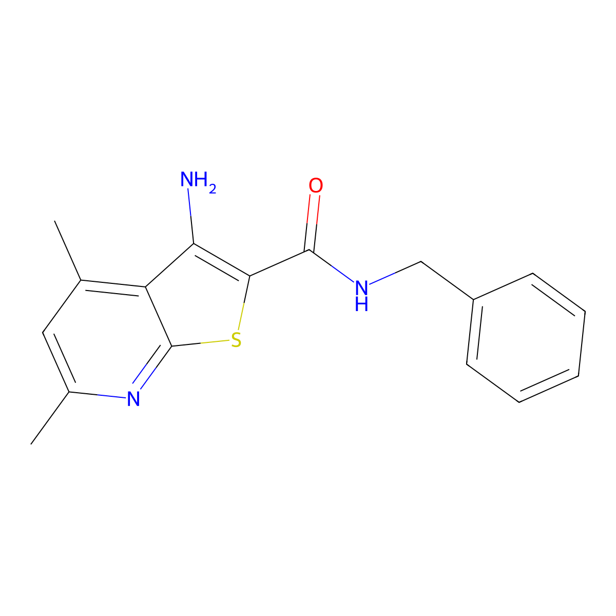 3-Amino-N-benzyl-4,6-dimethylthieno[2,3-b]pyridine-2-carboxamide molecular structure, CAS 333329-19-4