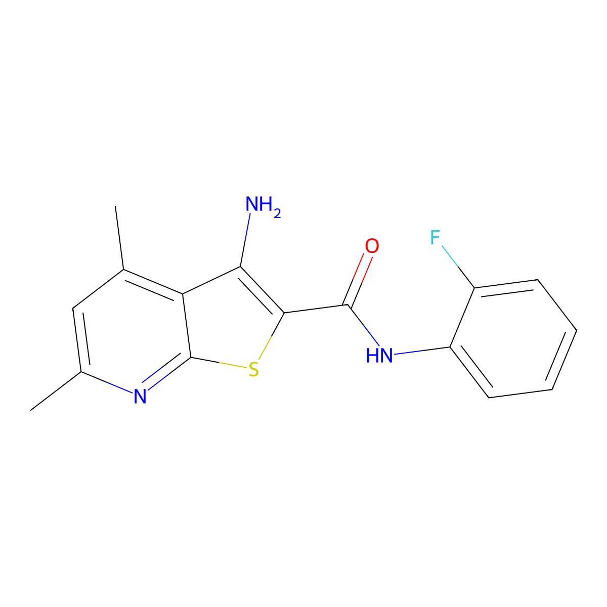 3-Amino-N-(2-fluorophenyl)-4,6-dimethylthieno[2,3-b]pyridine-2-carboxamide molecular structure, CAS 333329-26-3