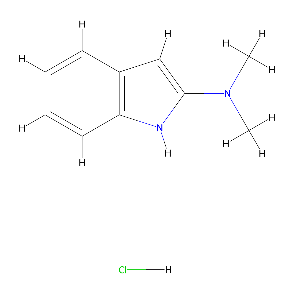 N,N-dimethyl-1H-indol-2-amine hydrochloride molecular structure, CAS 33333-95-8