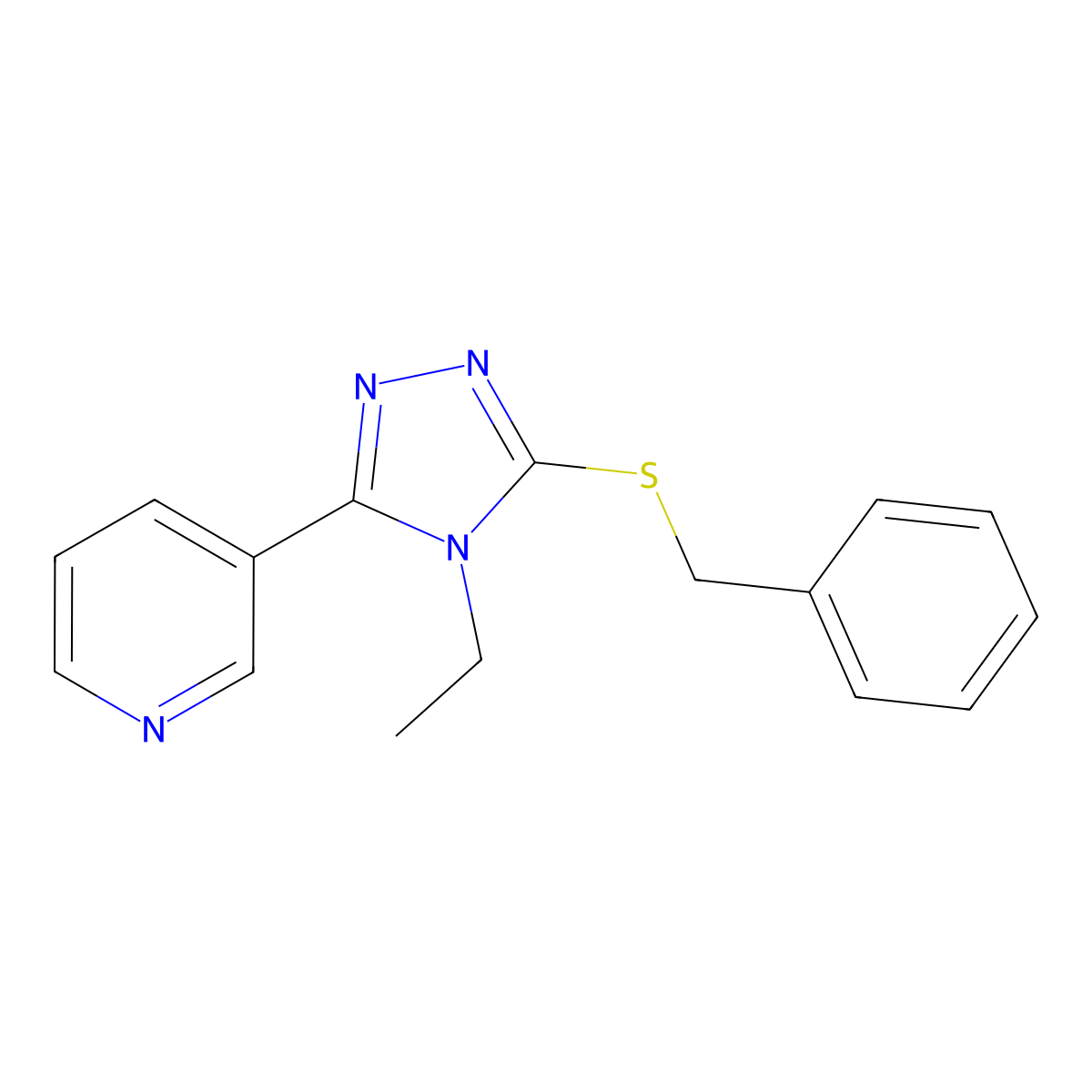 3-[5-(benzylsulfanyl)-4-ethyl-4H-1,2,4-triazol-3-yl]pyridine molecular structure, CAS 333331-33-2
