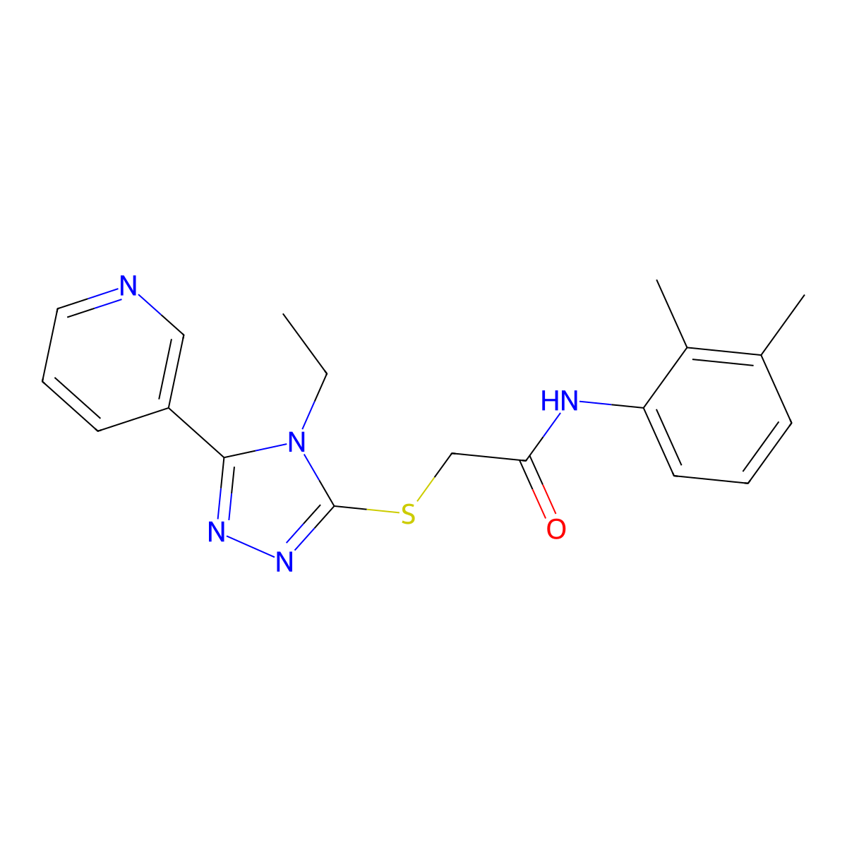 N-(2,3-dimethylphenyl)-2-{[4-ethyl-5-(pyridin-3-yl)-4H-1,2,4-triazol-3-yl]sulfanyl}acetamide molecular structure, CAS 333331-35-4