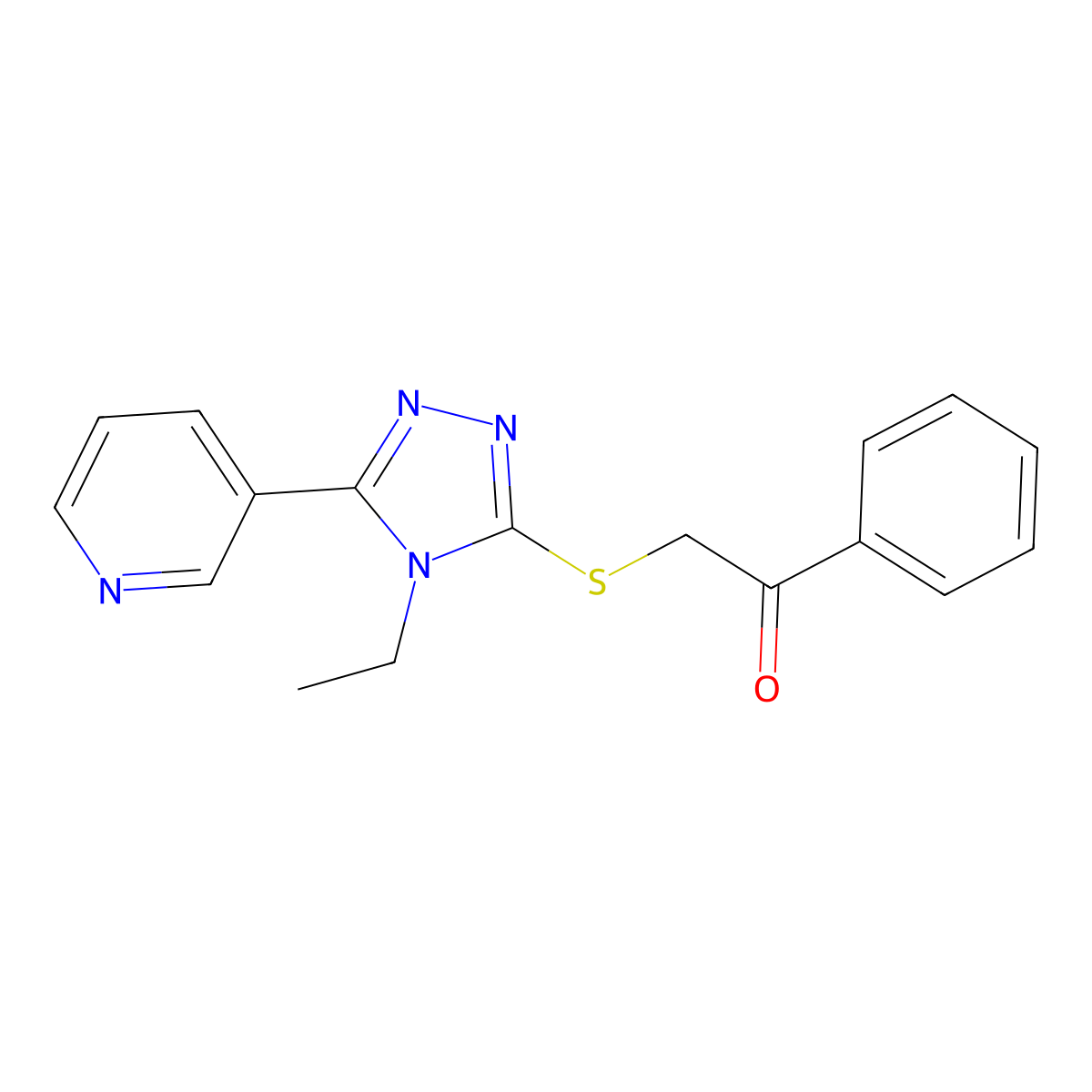 2-[(4-ethyl-5-pyridin-3-yl-4H-1,2,4-triazol-3-yl)thio]-1-phenylethanone molecular structure, CAS 333331-44-5
