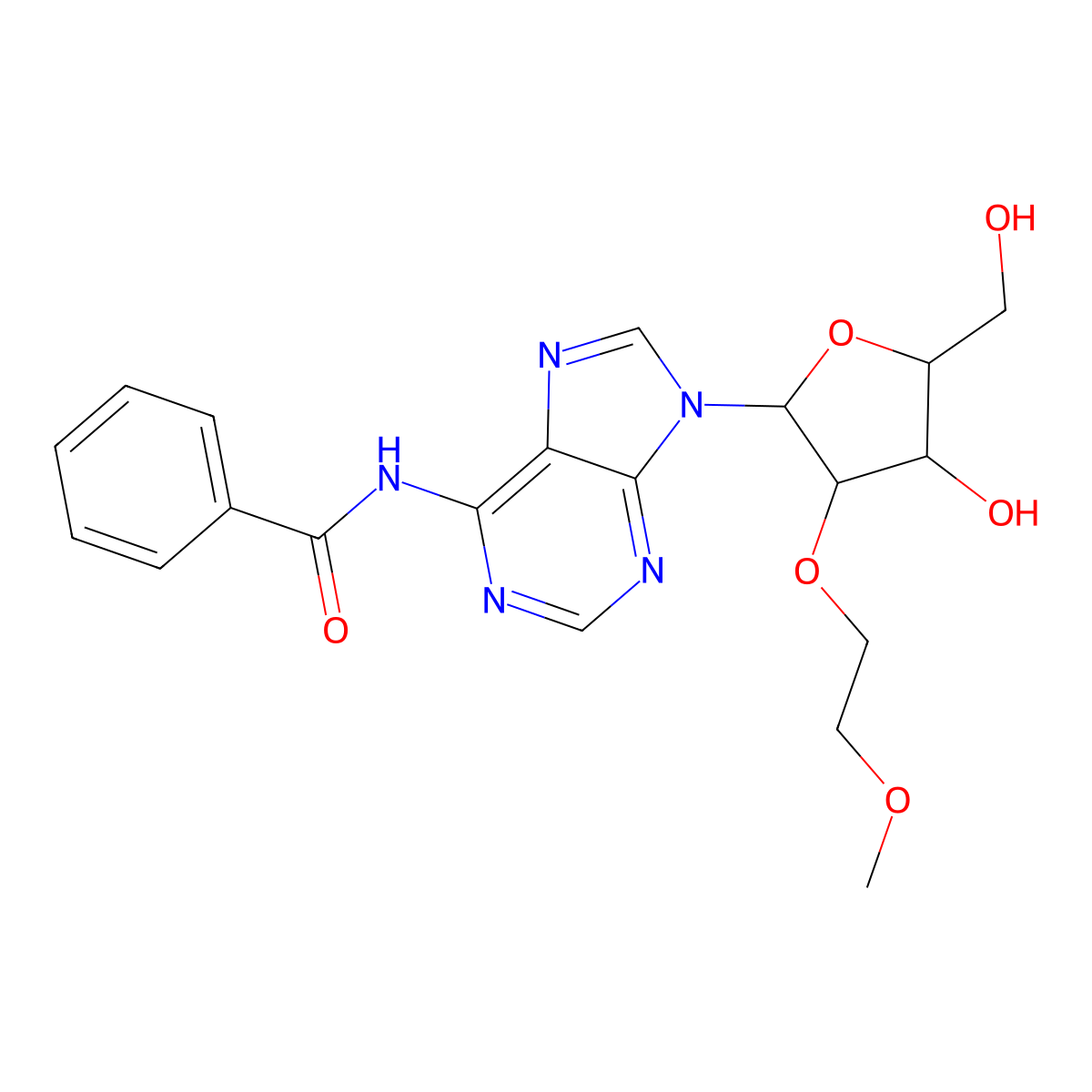 Adenosine, N-benzoyl-2'-O-(2-methoxyethyl)- molecular structure, CAS 333335-93-6