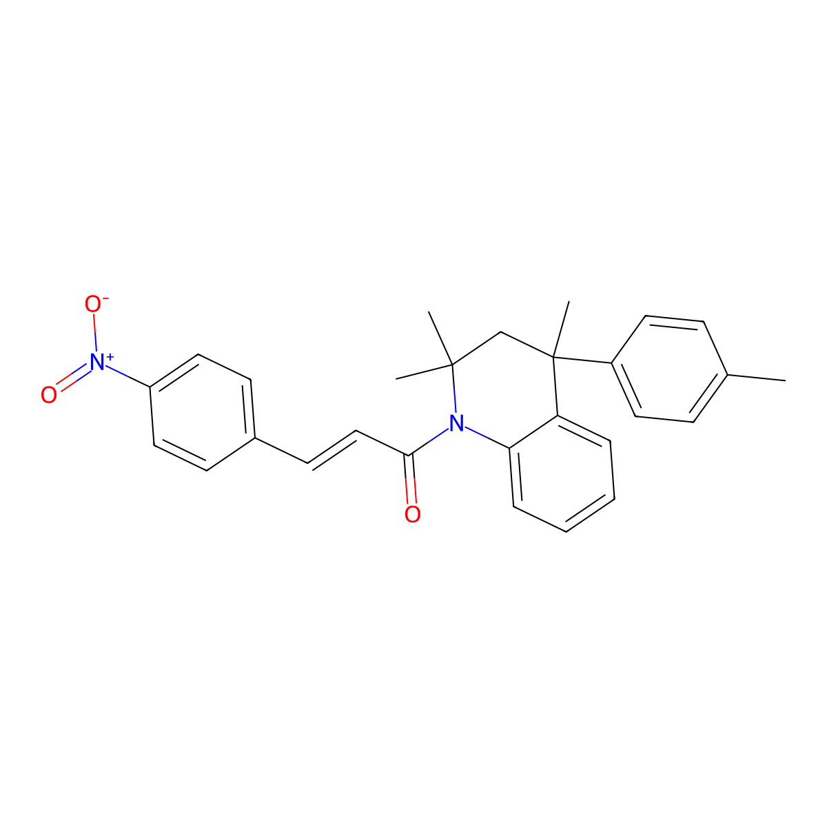 1-[3,4-Dihydro-2,2,4-trimethyl-4-(4-methylphenyl)-1(2H)-quinolinyl]-3-(4-nitrophenyl)-2-propen-1-one molecular structure, CAS 333340-20-8