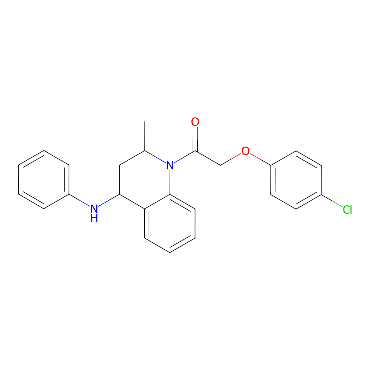 2-(4-chlorophenoxy)-1-(2-methyl-4-(phenylamino)-3,4-dihydroquinolin-1(2H)-yl)ethanone molecular structure, CAS 333340-23-1